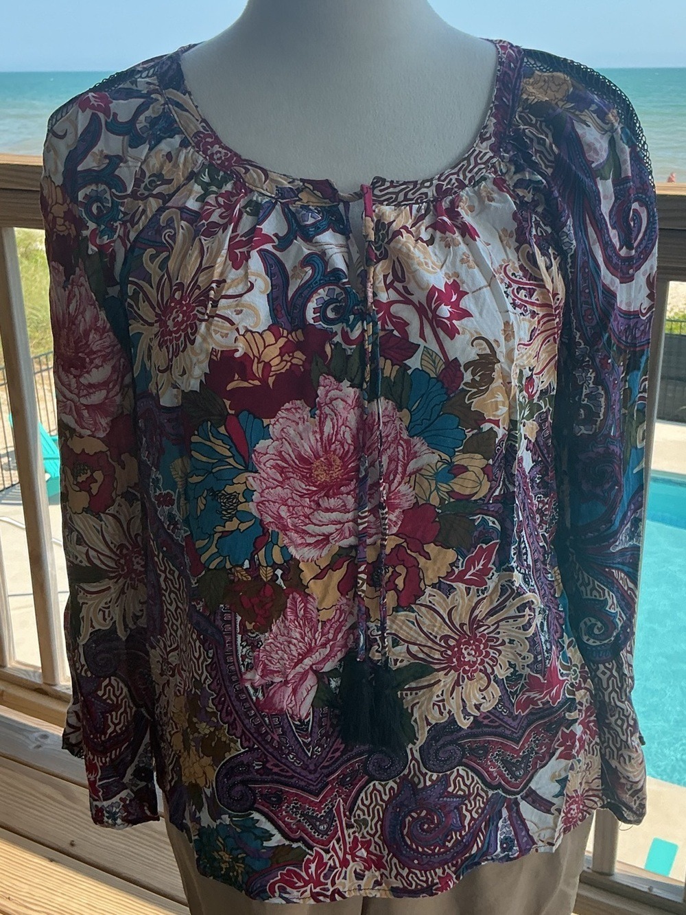Grace Elements Floral Paisley Peasant Top
